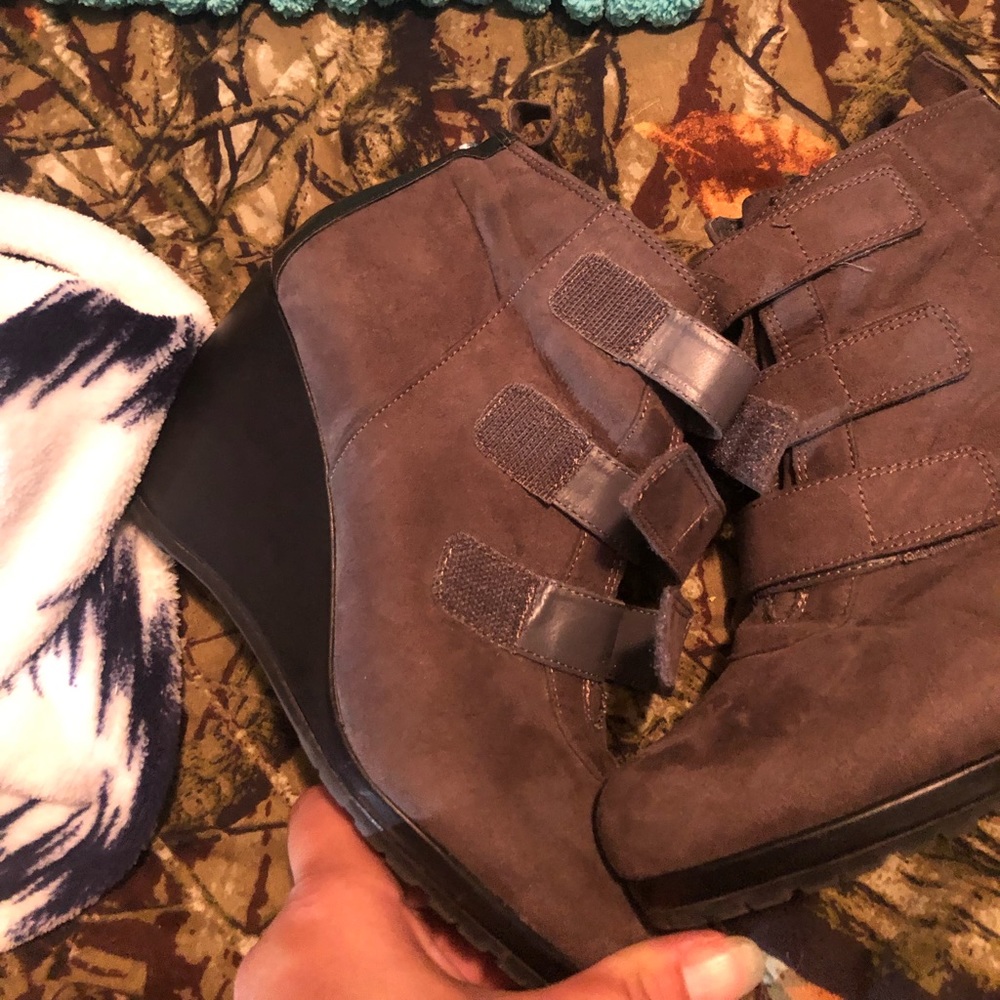 Gray ankle boots